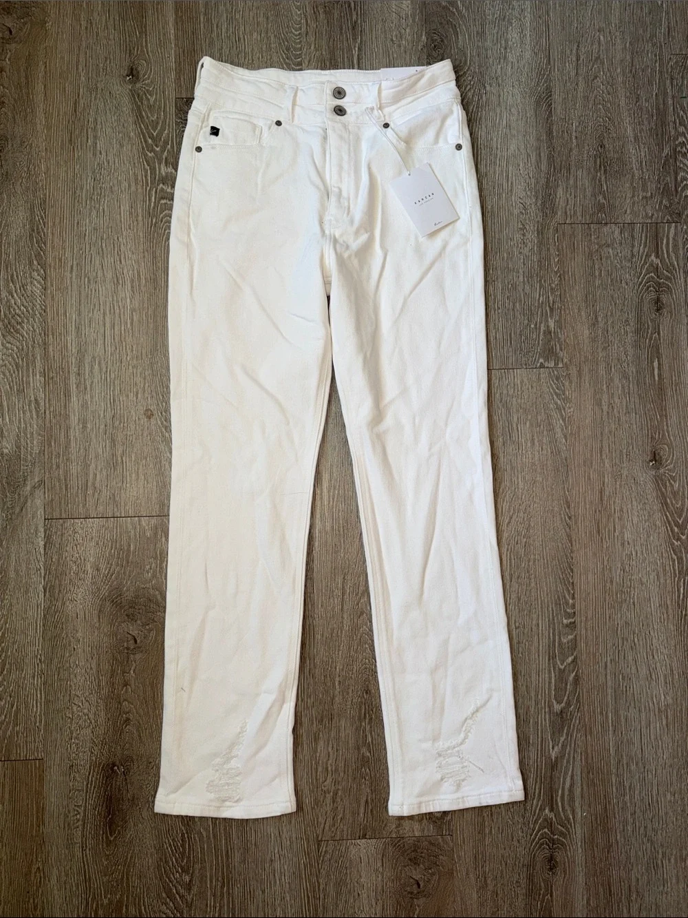 KanCan White Straight-Leg High-Rise Jeans lightly distressed pants denim 9 or 28 - Picture 2 of 7